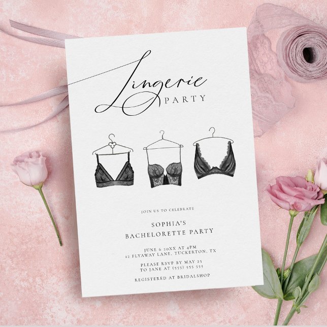 Chic Modern Lingerie Junggeselinnen-Abschied Einladung (Von Creator hochgeladen)