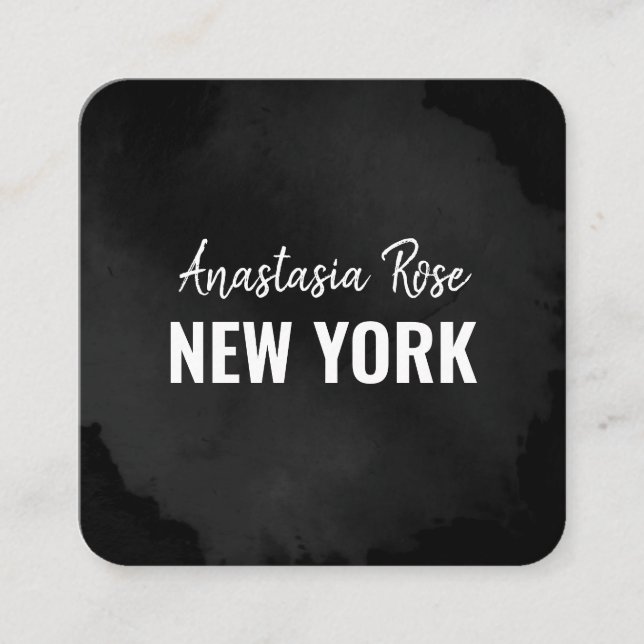 Chic Modern Luxus Schlicht Black Einfach Minimalis Quadratische Visitenkarte (Vorderseite)