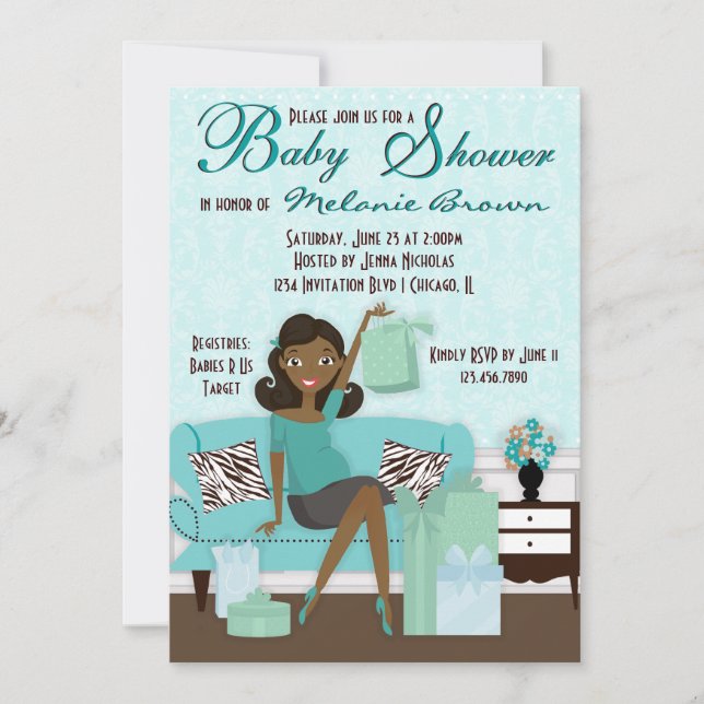 Chic Modern Mama mit Geschenke Babydusche Einladun Einladung (Vorderseite)