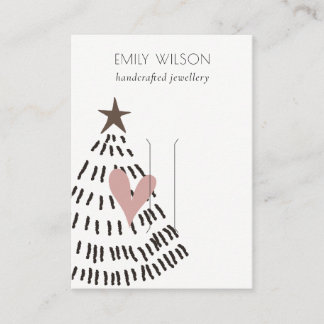 Chic Modern Minimal Christmas Tree Heart Hairpin Visitenkarte