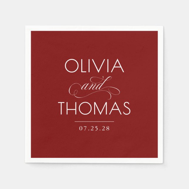 Chic Modern Minimalist Typography Red Wedding Serviette (Vorderseite)