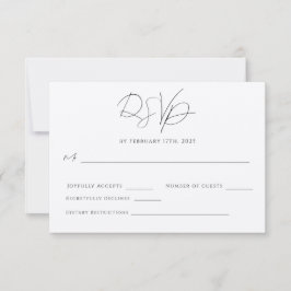 Chic Modern Minimalistisch Einfache Elegante RSVP  Karte