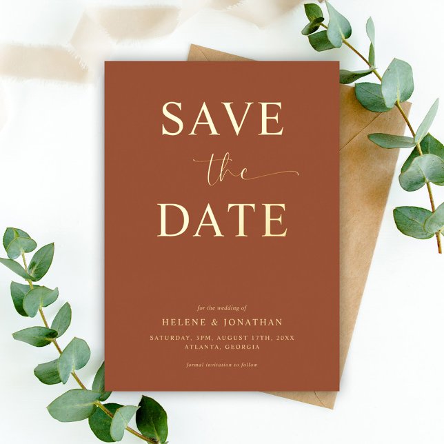 Chic Modern Minimalistisch Elegante Save the Date Folieneinladung (Chic Modern Minimalist Elegant Save The Date Foil Invitation)