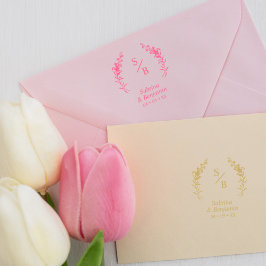 Chic Modern Minimalistisch Initials Twigs & Blume Gummistempel