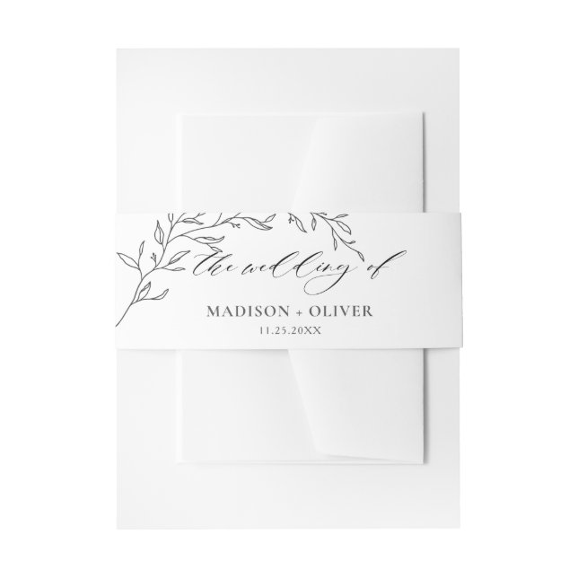 Chic Modern Minimalistisch Leaf Laurel Branch Wedd Einladungsbanderole (Vorderseite Beispiel)