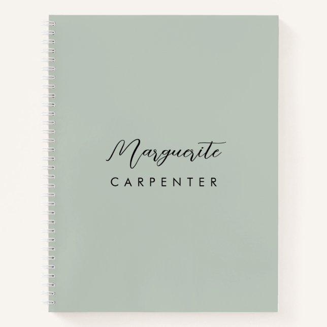 Chic Modern Minimalistisch Signature Script Sage G Notizbuch (Vorderseite)
