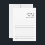 Chic Modern Minimalistische Hochzeitsstimmung wüns Hinweiskarte<br><div class="desc">In einem Tanz klassischer Eleganz und moderner Einfachheit verbindet diese schwarz-weiße Beratungskarte zeitlosen Charme mit zeitgenössischem Design. Jede Zeile auf dieser Karte, die für Boho Date Night Ideas und hochgeschätzte Ansammlung entworfen wurde, lädt zu herzlicher Weisheit ein, die verspricht, ihre gemeinsame Reise zu leiten. Das minimalistische Layout spiegelt eine schicke...</div>