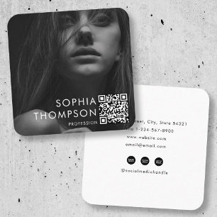 Chic Modern Minimalistischer QR-Code Berufliches F Quadratische Visitenkarte