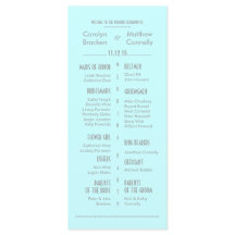Chic Modern Mint Blue Wedding Program Rack Card