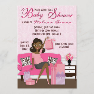Chic Modern Mom with Gifts Baby shower Invitation