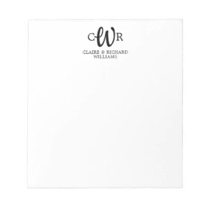 Chic Modern Mr. Couple Monogram Initial Script Notizblock