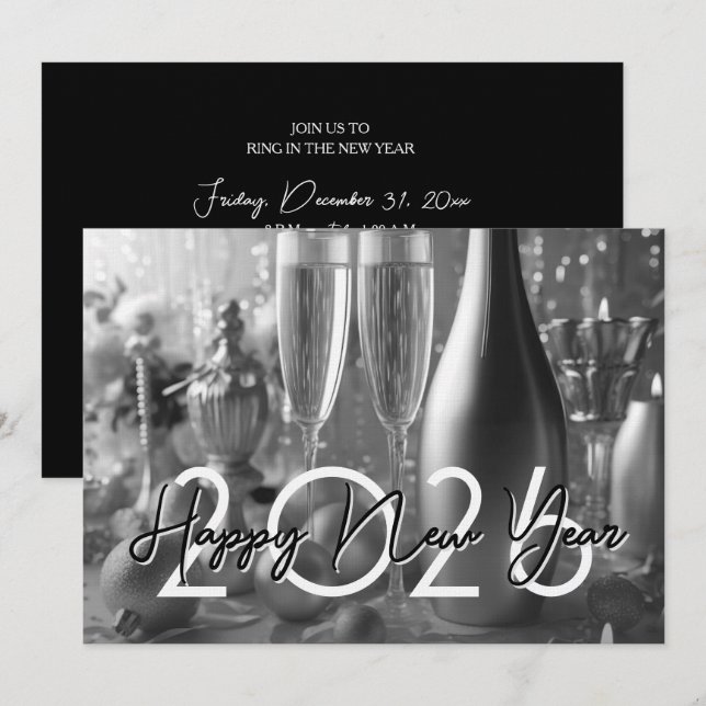 Chic Modern New Year's Eve Party Einladung (Vorne/Hinten)