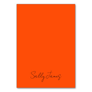 Chic Modern Orange und Black Signature Name Tischnummer