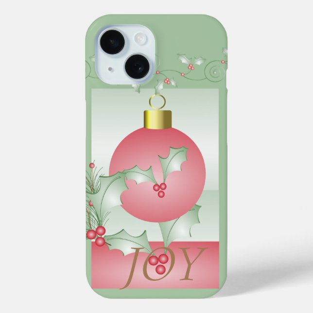 Chic Modern Pink Green Christmas Joy Case-Mate iPhone Hülle (Rückseite)