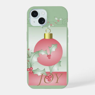 Chic Modern Pink Green Christmas Joy iPhone 15 Hülle