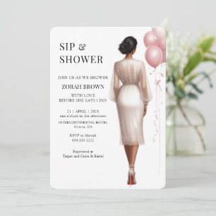Chic Modern Pink White Bridal Polterabend Einladung