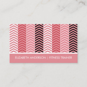 Chic Modern Pink Zickzack Stripes Fitness Trainer Visitenkarte