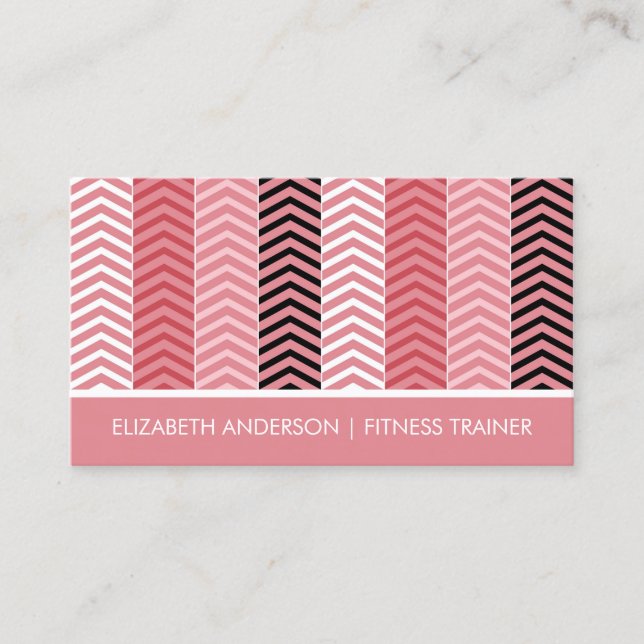 Chic Modern Pink Zickzack Stripes Fitness Trainer Visitenkarte (Vorderseite)