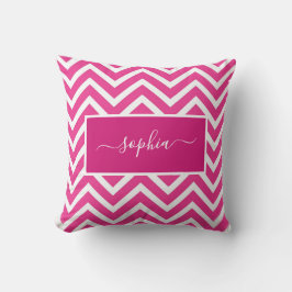 Chic Modern Pink Zickzack Zig Zag Muster Name Kissen