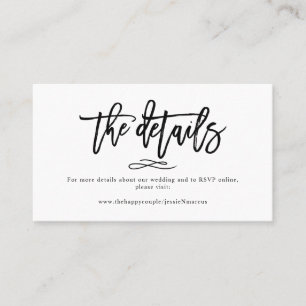 Chic+Modern Pinsel Schrift Hochzeitsdetails Visitenkarte
