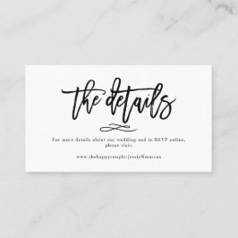 Chic+Modern Pinselskripte - Details zur Hochzeit Visitenkarte