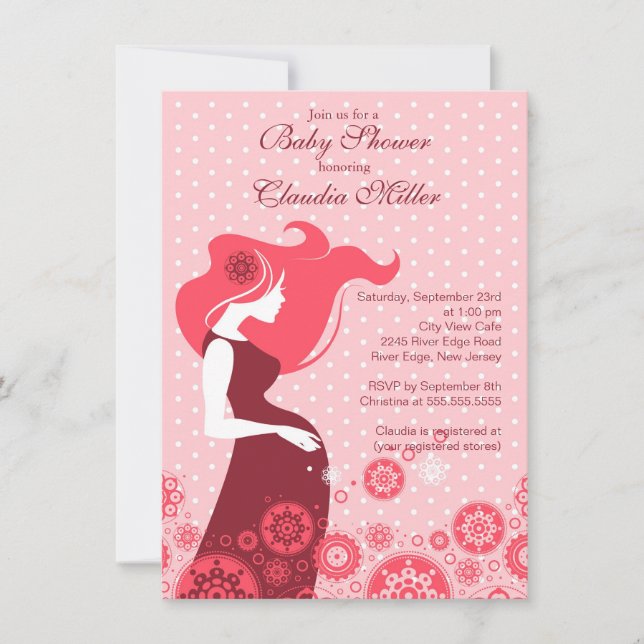 Chic Modern Pregnant Mama Girl Baby Dusche Einladung (Vorderseite)
