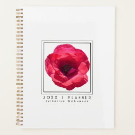 Chic Modern Red Rose Floral Name 2026 Planer