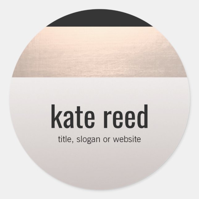 Chic Modern Rose Gold Accent Taupe Grau Runder Aufkleber (Vorderseite)