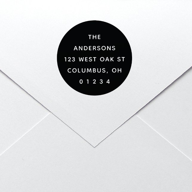 Chic Modern Round Black & White Permastempel (Von Creator hochgeladen)