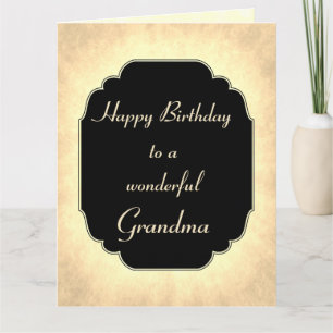 Chic modern schwarz und creme Geburtstagsgrandma Karte