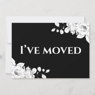 Chic Modern Schwarz Weiß Floral Ich Bin Umgezogen Ankündigung