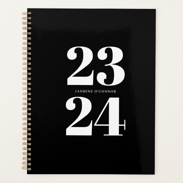 Chic Modern Schwarz-weiß Typografie wöchentlich Planer (Vorderseite)