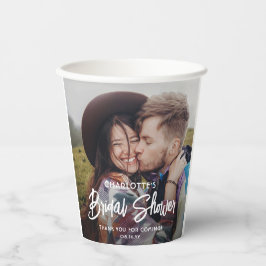 Chic Modern Script 2 Foto Minimales Brautparty Pappbecher