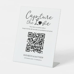 Chic & Modern Script Capture the Liebe with QR Cod Sockelschild