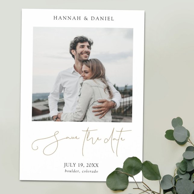 Chic Modern Script Foto Hochzeit speichern das Dat Magneteinladung (Von Creator hochgeladen)