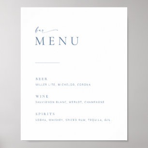 Chic + Modern Script Hochzeitsbar-Menüschild Bla Poster