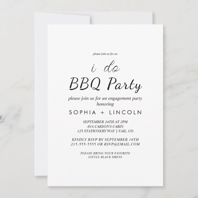 Chic Modern Script "I Do GRILLEN" Engagement Party Einladung (Vorderseite)