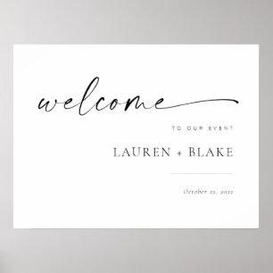 Chic + Modern Script Mariage Affiche de bienvenue