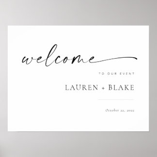 Chic + Modern Script Mariage Affiche de bienvenue 