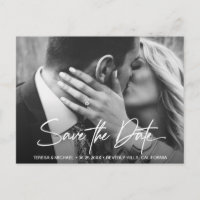 Chic Modern Script Wedding Save the Date Foto