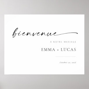 Chic Modern Script Wedding Willkommenszeichen Fr Poster