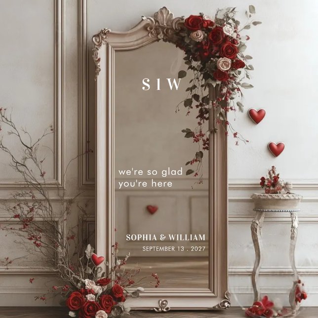 Chic Modern Selfie Mirror Willkommen Wedding Decal Fensteraufkleber (Von Creator hochgeladen)