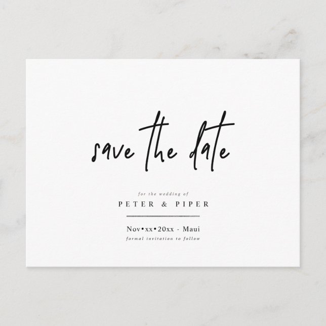Chic+Modern Signature Script, Save the Date Postkarte (Vorderseite)
