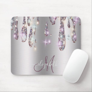 Chic Modern Silver Tropfens Monogram Mousepad