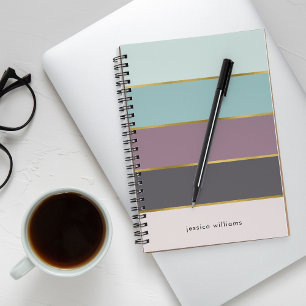 Chic Modern Stripes Personalisiert Notizbuch