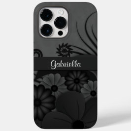 Chic Modern Trendy Black Hibiskus Floral Gothic Case-Mate iPhone Hülle