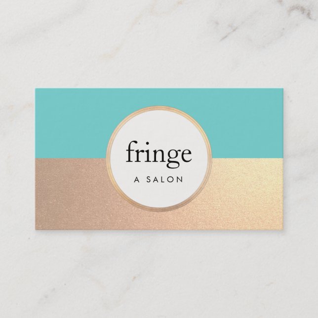 Chic Modern Turquoise IMITATE Gold Foil Beauty Sal Visitenkarte (Vorderseite)