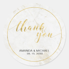 Chic Modern Typografy Gastgeschenk Hochzeit / Dank Runder Aufkleber