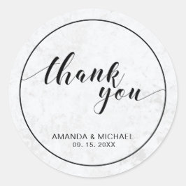Chic Modern Typografy Gastgeschenk Hochzeit / Dank Runder Aufkleber