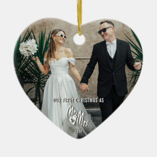 Chic Modern Unser erstes Weihnachten als Mr & Mrs Keramik Ornament